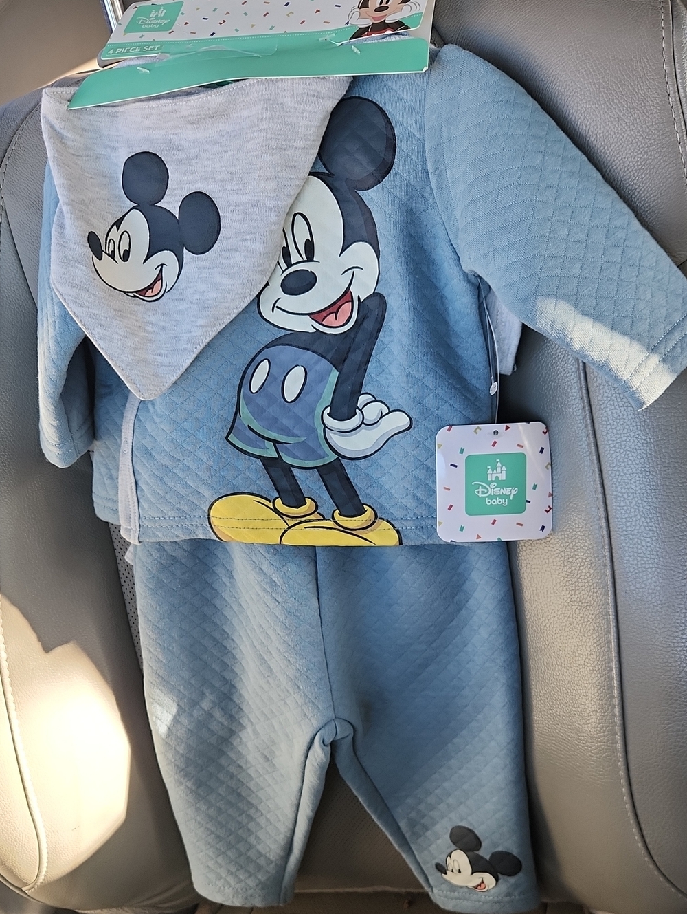 Disney Blue Mickey Mouse Quilted 4-Piece Set 3-6 Months